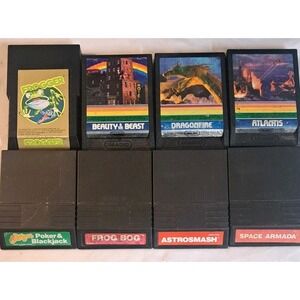 Vintage Mattel Intellivision Game Cartridge Lot 8 Frogger Atlantis Dragonfire